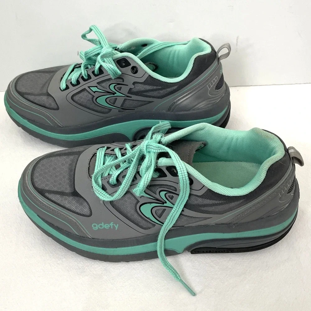 GDefy Gravity Defyer Shoes Women's 10.5 Gray Teal Veroshock Trampoline Flexnet